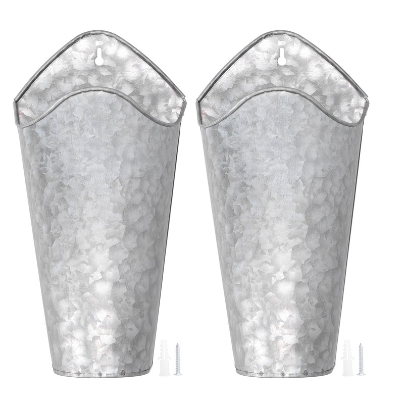 2PCS Iron Art Wall Planter Hanging Flowers Pot for Home