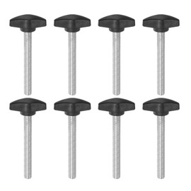 QUARKZMAN 8 Pcs Thumb Screw Wing Screws Plastic T Wing Knobs M8 x 60mm Metric Male Grub Screws T Head Plastic Knobs Thumb Screw Black