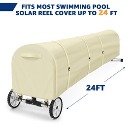 Swimming Pool Solar Reel Cover, 24Ft Heavy Duty Waterproof Pool Solar Blanket Reel Cover, UV Resistant Solar Blanket Reel Roller Cover Swimming Pool Solar Reel Cover for Inground Pool, Begie