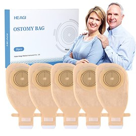 Heagimed Heagimed 20 Pack Stoma Bags, One Piece Colostomy Bags with Hook-and-Loop Closure for Ileostomy Stoma Care, Cut-to-Fit (15-70mm)