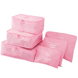 GUIFIER 6 Pack Packing Cubes for Suitcases, Travel Luggage Packing Organizers Bags, Carry On Luggage Organizer, Travel Bag Organizer Storage Bags, Travel Cubes Compression(Pink)