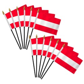 Austria 4x6in Stick Flag - 1 dozen pack