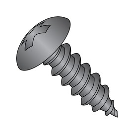 Small Parts 1008APTBZ Steel Sheet Metal Screw, Black Zinc Plated Finish, Truss Head, Phillips Drive, Type A, #10-12 Thread Size, 1/2" Length (Pack of 100)