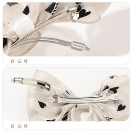 papasgix Hair Bow Clips for Women, Hair Ribbons Big Hair Bow Clips Solid Color Long Silk Ribbon Bow Hair Clip Silk Hair Bows Ribbon for Women Girls (1, White-Heart)