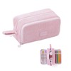 CHENGCKJ Corduroy Fabric Pencil Case with 3 Compartments School Pencil