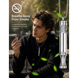 BOLAGTIER Breathing Necklace Stop Smoking Aid with Flavor Filter (Silver)