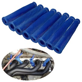 Spark Plug Heat Shield Sleeve 8PCS Spark Plug Wire Boots 1200 Degree Heat Protection Sleeve Cover Wrap 6 inch for LS1 / LS2 SBC BBC 350 454 (Blue)