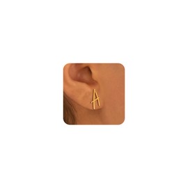 HABIKIP Gold Initial Earrings,14K Gold Plated Letter A Stud Earrings for Women Trendy Hypoallergenic Cute Earring Dainty Waterproof Accessories for Women's Fashion Christmas Jewelry