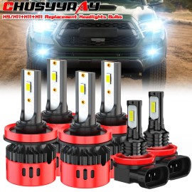 CHUSYYRAY For 2016-2023 Toyota Tacoma 6x LED Headlight High-Low Beam Fog Light Bulbs Kit