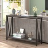 FOLUBAN Industrial Sofa Console Table, Rustic Wood and Metal Entryway