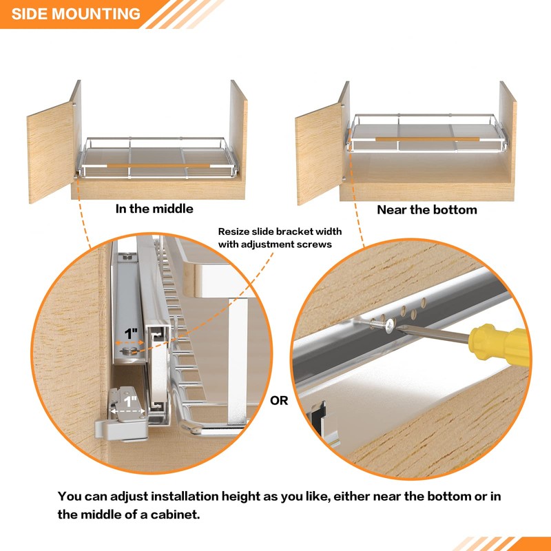 SANNO Expandable Slide Out Shelf Organizer, Pull Out Cabinet Shelves