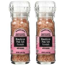 Trader Joe's Himalayan Pink Salt Crystals with Built in Grinder 4.5 Oz, (2-Pack)