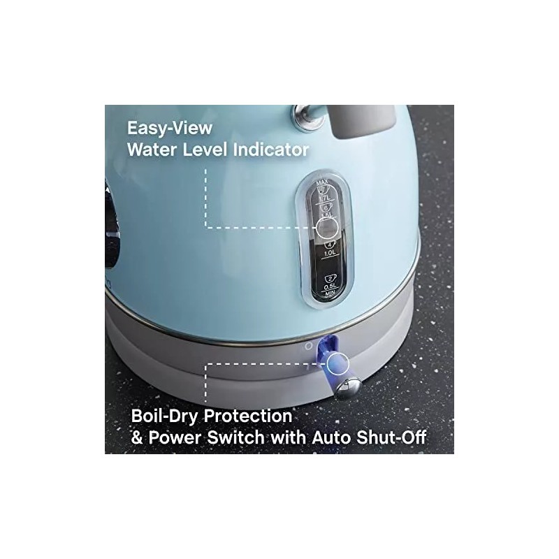 West Bend Retro-Style Stainless Steel Electric Kettle, Blue