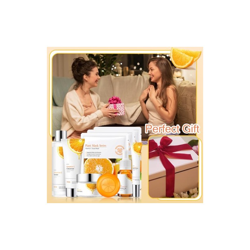 Set Cuidado Facial Vitamina Piezas Mascarillas Miel Jabón Gel Ducha