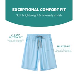 CF Mens Pajama Pants Bamboo Viscose Sleep Lounge Shorts Soft Pj Bottoms Lightweight Elastic Waist Pants with Pockets 2 Pack, Black& Purple& Light Blue, Medium