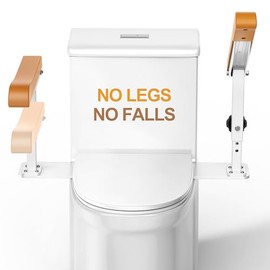Simple Project 15.7" Toilet Safety Rails for Seniors, Flipped 90°＆Adjust Heigh Toilet Seat Handle, Super Sturdy 500LBS Toilet Safety Frame for Disabled or Mobility Issues, Grab Bars Arms(Brown)