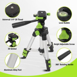 MUTOOP 19.7" Lightweight Aluminum Tripod - 3-Way Pan Head, Quick Release Plate, Bubble Level, Carry Bag, 9LB Capacity