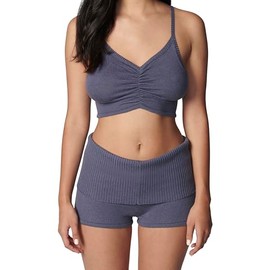 florence by mills Women's Barre Collection Foldover Sweater Short, Grisaille, Medium