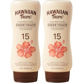 Hawaiian Tropic Sunscreen Sheer Touch Broad Spectrum Sun Care Sunscreen Lotion - SPF 15, 8 Ounce (Pack of 2)