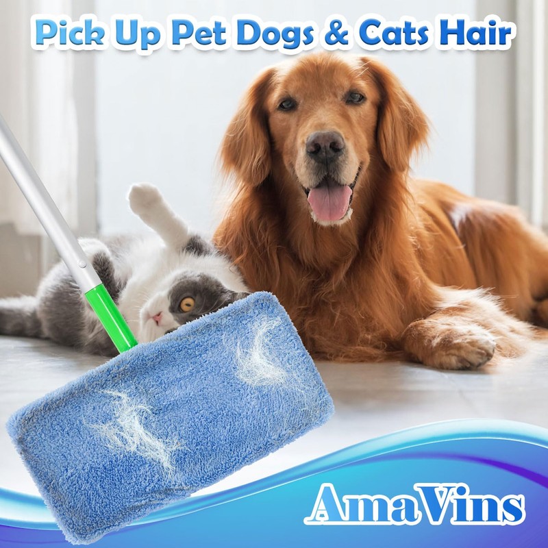 8 Pack Reusable Microfiber Mop Pads Compatible with Swiffer Sweeper