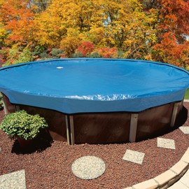 In The Swim 28' Blue Round Above Ground Swimming Pool Winter Cover - Protect Your Pool from Harsh Winter Elements
