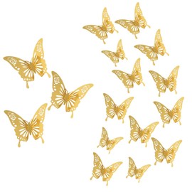 72 Pieces 3D Butterfly Wall Decals Sticker Wall Decal Decor Art Decorative Sticker 3 Sizes for Room Home Nursery Classroom Offices Kids Girl Boy Bedroom Bathroom Living Room Decor (Rose Gold)