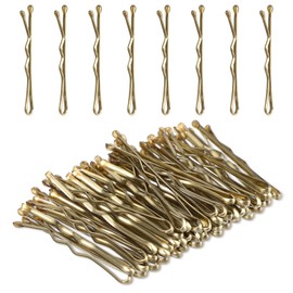 Amabro Mini Bobby Pins, 50PCS 1.37 Inch Small Wavy Hair Pins Metal Hair Clip Hairpins for Women Gilr Kids Buns Long Straight Curly Hair All Hair Types(Gold)