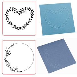 Arbuya 2pcs/lot Leaves Circle Plastic Embossing Folder (5.9"x5.9''|Leaves Pattern) Paper Crafts Leaves Frame Embossed Folder for Card Making Scrapbooking