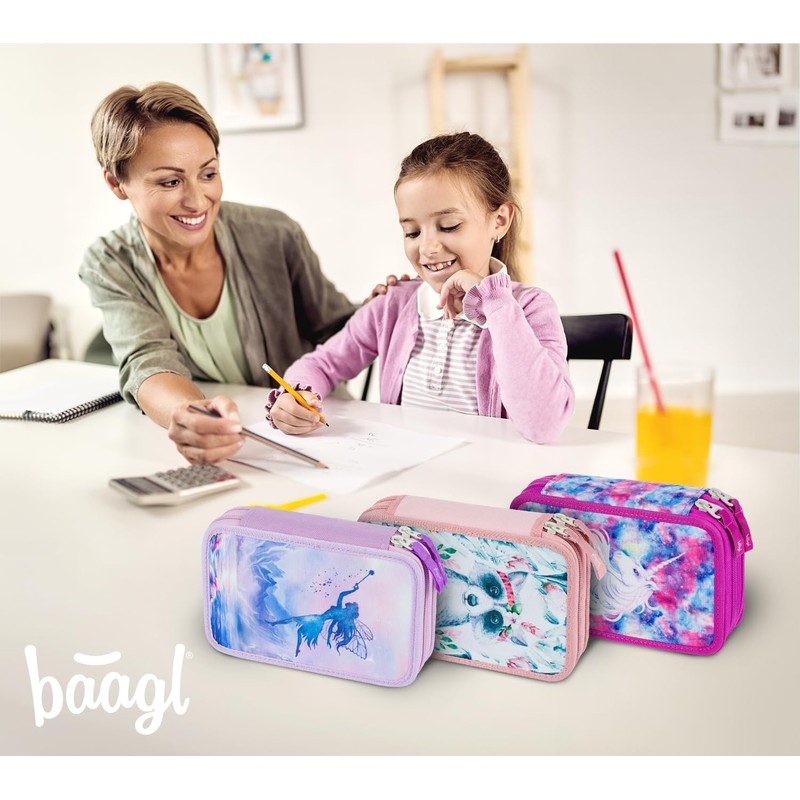Baagl Pencil Case 2 Compartments for Boys School Stationery School