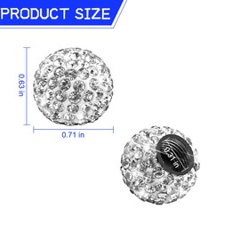 Norkmdi Bling Car Tire Valve Stem Caps, 4PCS Crystal Rhinestones Dustproof Vehicle Wheel Tyre Valve Caps for Women Girl, Auto Exterior Accessories, Universal for SUV Motorcycle Truck (White)