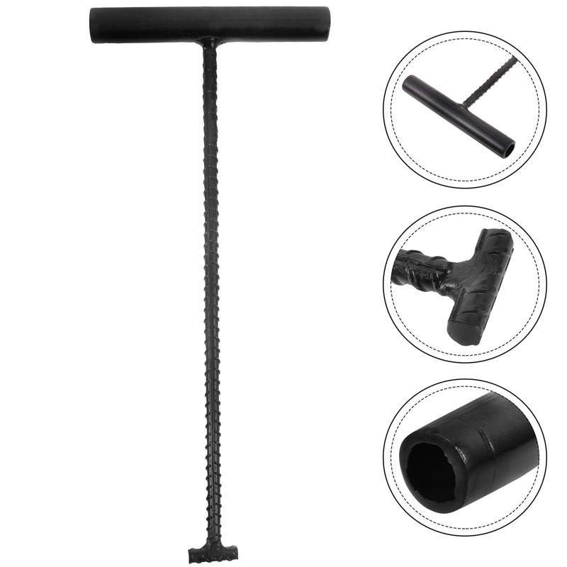 Healeved Manhole Cover Hook 12.20 Inch Metal T-Shape Manhole Lifting