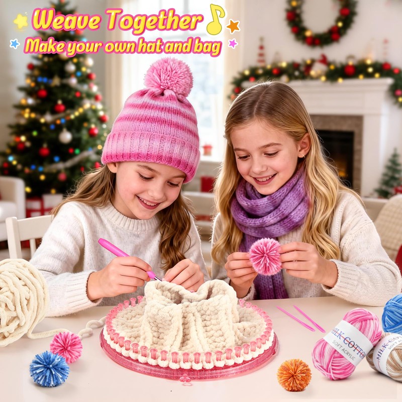 Spardar Hat Knitting Kit, Weaving Loom Kit with Portable Storage