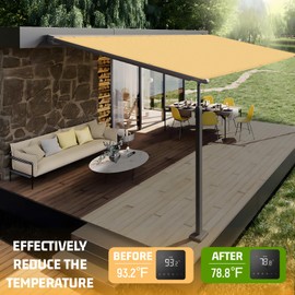 SUNNY GUARD Shade Cloth 4/6/8/10/12 FT Sun Shade Screen Fabric Shade Cover Tarp with Grommets for Pergola Backyard Garden,6x6 FT Sand