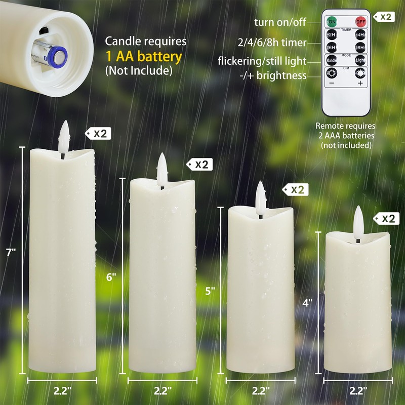 Zevanor Waterproof Flameless 2.2" x4" 4" 5" 5" 6" 6"