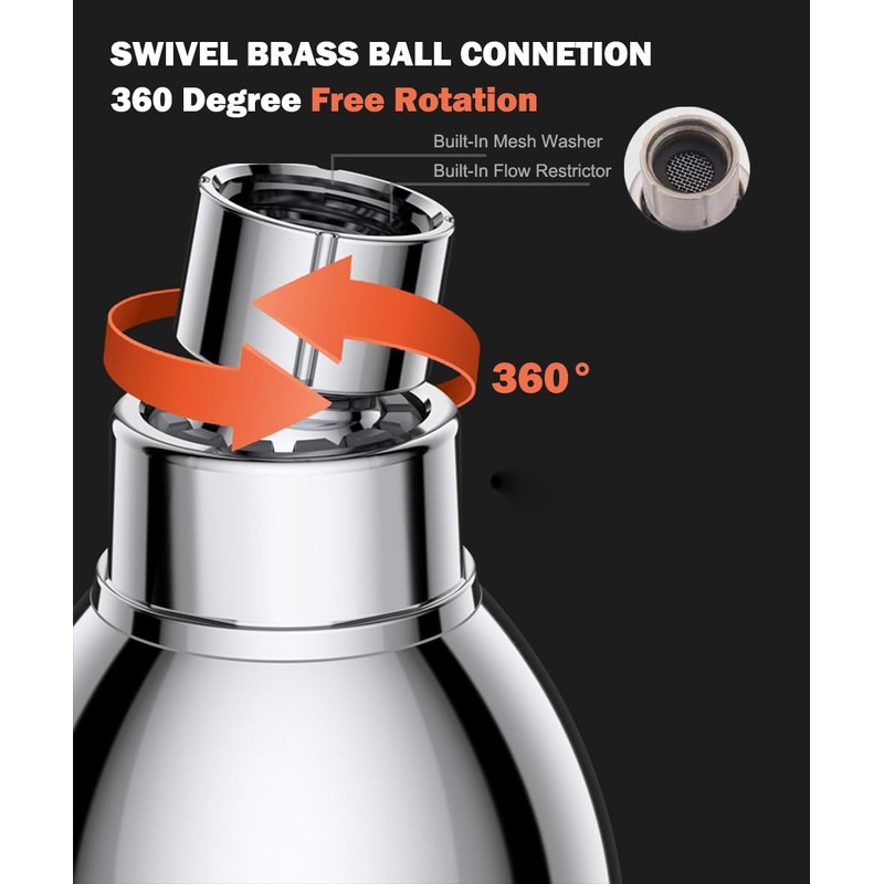 High Pressure Shower Head 3 Inches Showerhead Chrome with Adjustable