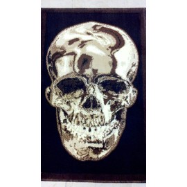 Skull Door Mat Area Rug Brown & Black Design #134 (2 Feet X3 Feet)