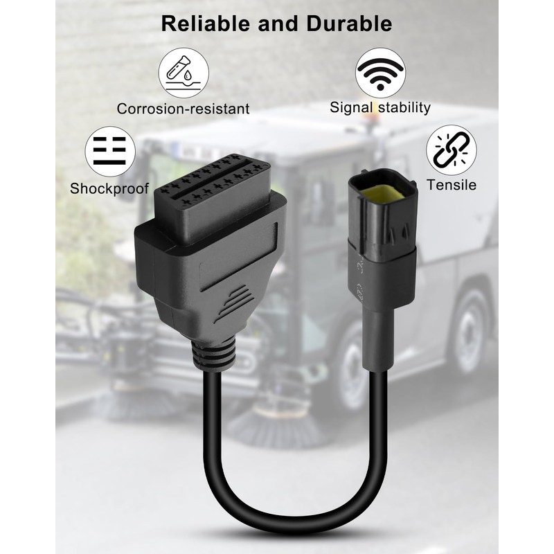 OBD2 Adapter Cable Fit for Kubota Vehicles Replace 3824-26, 4