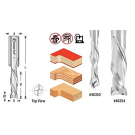 Amana Tool - 46350 CNC Solid Carbide Mortise Compression Spiral 1/4 Dia x 1" 4 Sha
