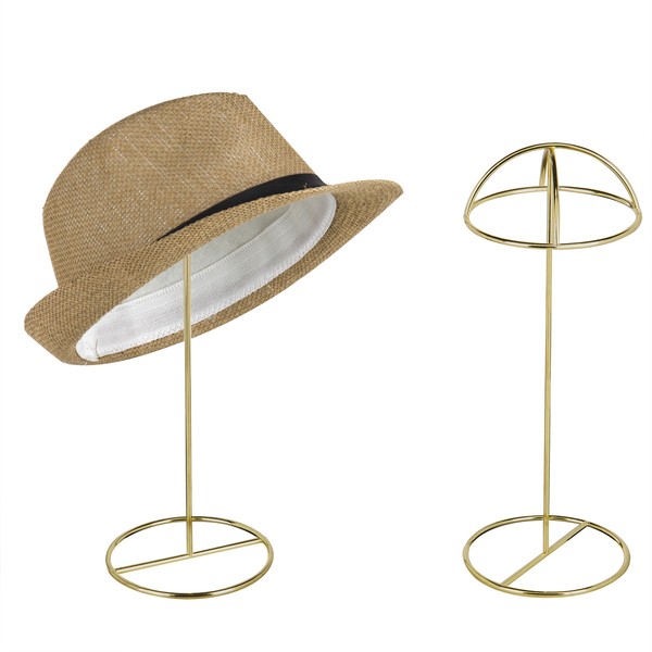 MyGift 14-Inch Brass-Tone Wire Tabletop Hat Stands, Set of 2