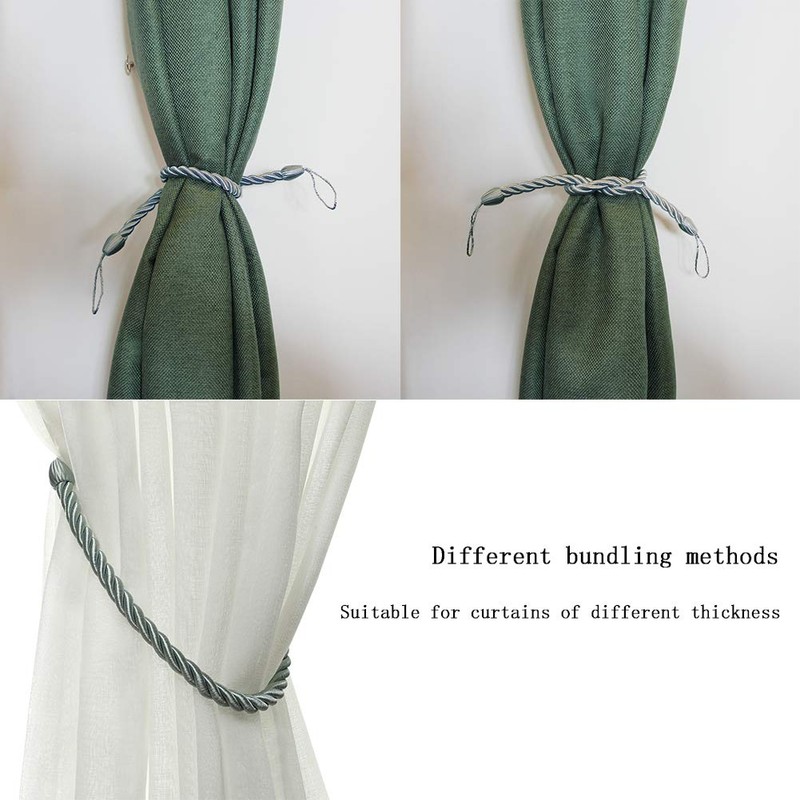 BEL AVENIR Curtain Rope Tiebacks, Drapery Rope Holdbacks with 4