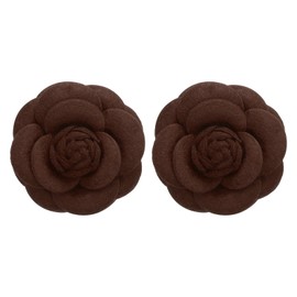 PATIKIL Camellia Fabric Pin, 2 Pcs Flower Brooch Artificial Flowers Brooches for Women Girls Cloth Wedding Party Decor Accessories Jewelry Gift, Coffee