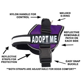 ADPOT ME Nylon Dog Vest Harness. Purchase comes with 2 reflective removable ADOPT ME patches PLEASE MEASURE your dog before ordering