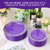 Maxcheck 100 Pack Purple Silver Plastic Plates Disposable Plates with