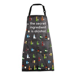 MBMSO Bartenders Apron the Secret Ingredient Is Alcohol Apron Alcohol Gag Gift for Alcohol Lovers Barman Apron Cocktail Apron (Alcohol Apron-black)