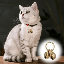 Fyntave 2 Pcs Bell for Cat Collar Copper Bells for Collar Pet Tracking Vintage Anti-Theft Bell Durable Brass Collars Charms for ID Pendant Tag Pet Supplies Christmas Gifts