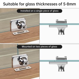 Display Cabinet Locks, 4 Pieces Showcase Lock for Glass Doors 5-8 mm, Glass Cabinet Door Lock for Households and Shops Silver