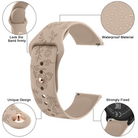 Floral Engraved Bands for IDW13,IDW16,IDW19 Smartwatch Bands, 22mm Soft Silicone Flower Pattern Replacement Strap for Fitpolo IDW13/Woneligo W13 Smartwatch Bands,ENOMIR/TOOBUR/MILOUZ/Gydom/Faweio/Veryfit IDW19 Smartwatch Bands (Milk Tea)