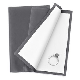 SEVENWELL 2pcs Jewelry Polishing Cleaning Cloth Large 10'' x 12'' for Sterling Silver Jewelry Gold, Diamond, Platinum, Precious Stones, Coins (Gray)