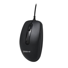 groov e Wired Optical Mouse - Computer Accessories for Laptops and PCs, Ergonomic Design, USB Connection, Compact Mouse - Black