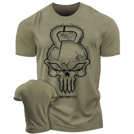 Gymish Lifestyle Gym Reaper Skull Funny Sayings Lifting Inspirational T-Shirt (SM, Reaper Military Green)